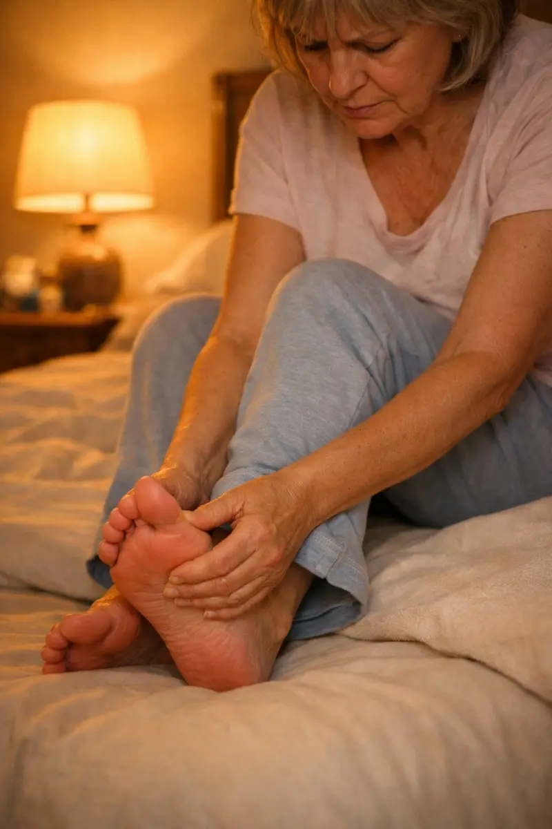Woman experiencing nerve pain in feet